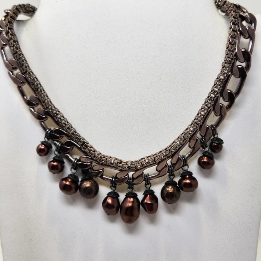 Chico’s Copper/Brass Tone Statement Collar Necklace VGC
